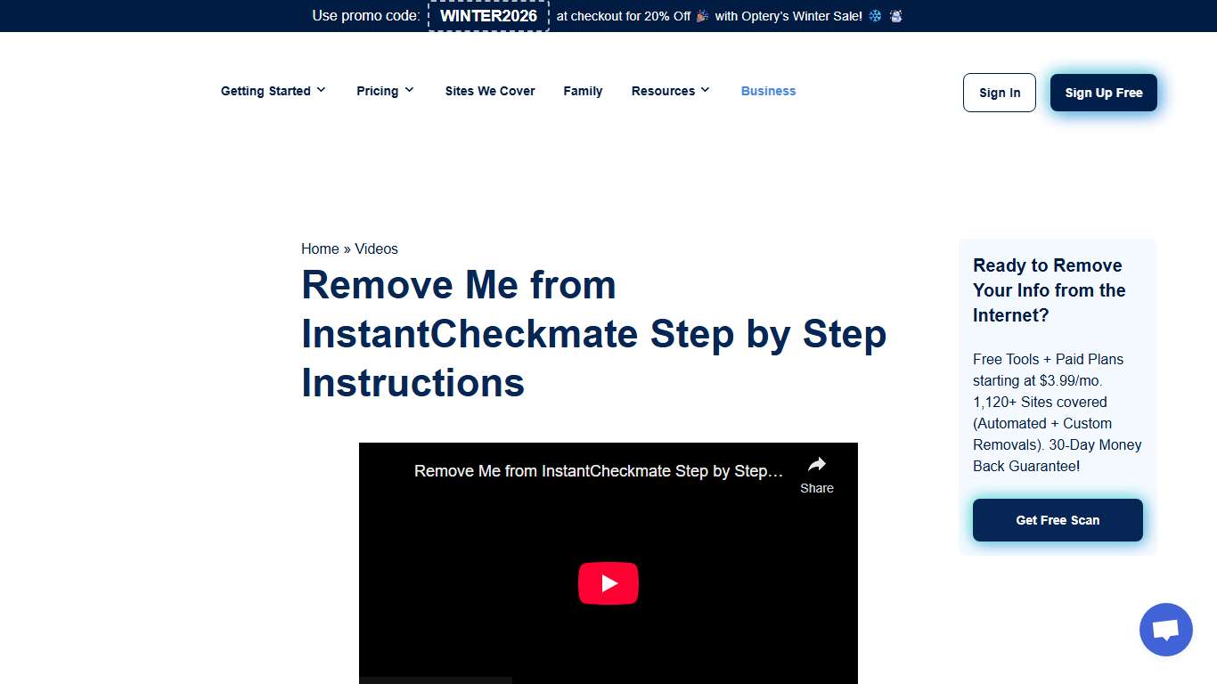 Remove Me from InstantCheckmate Step by Step Instructions - Optery
