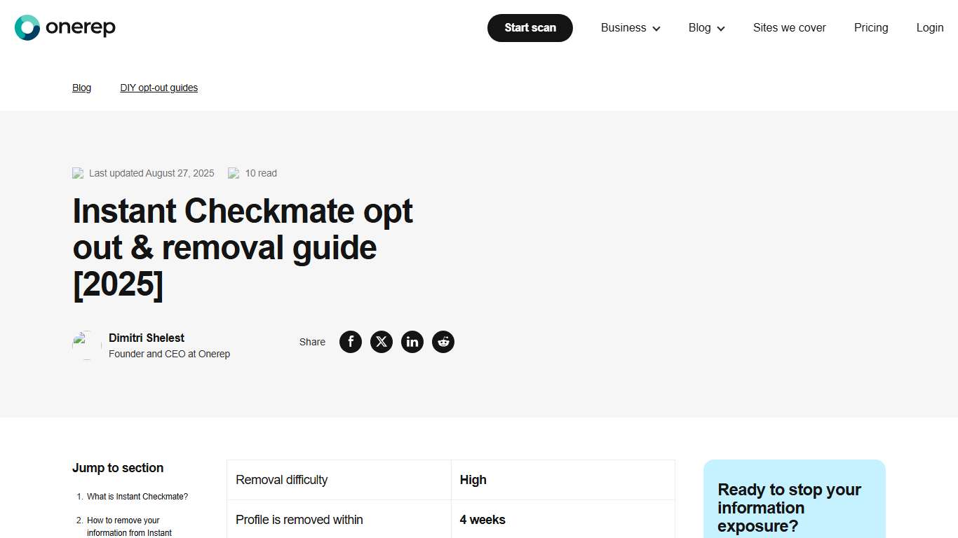 Instantcheckmate Opt Out & Removal Guide [2025]